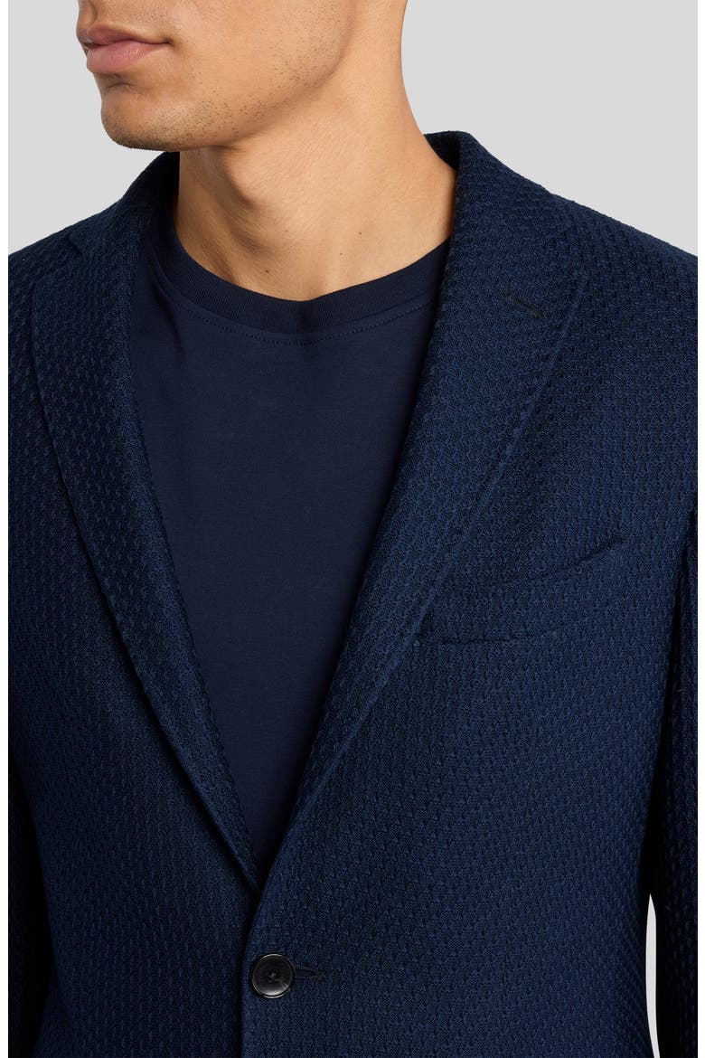 Roma Navy Textured Cotton Knit Blazer, Alternate, color, DARK BLUE