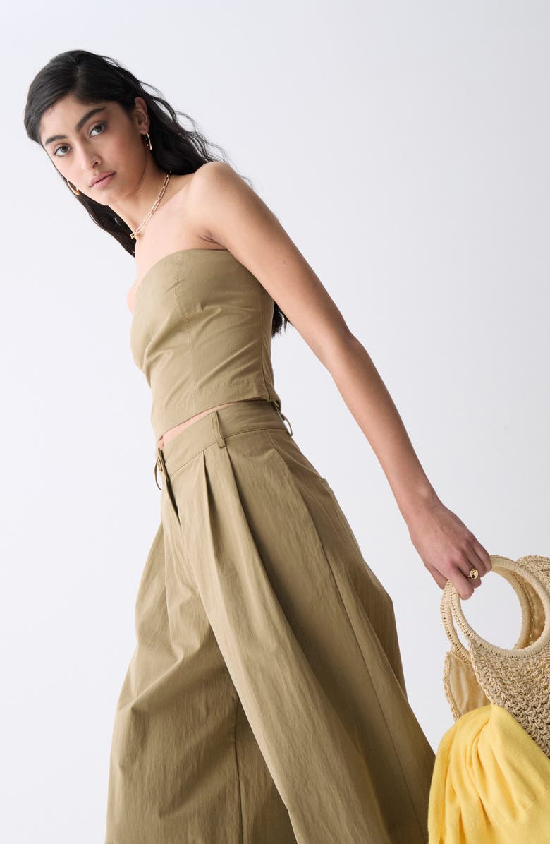 DELUC Louna Strapless Crop Top, Alternate, color, Army