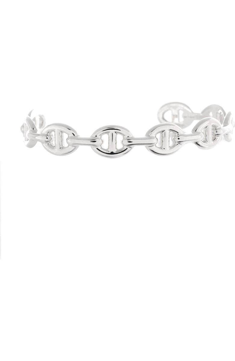 Pre-Owned Hermes Chaine d'Ancre Enchainee Cuff Bracelet Sterling Silver Medium, Alternate, color, Silver