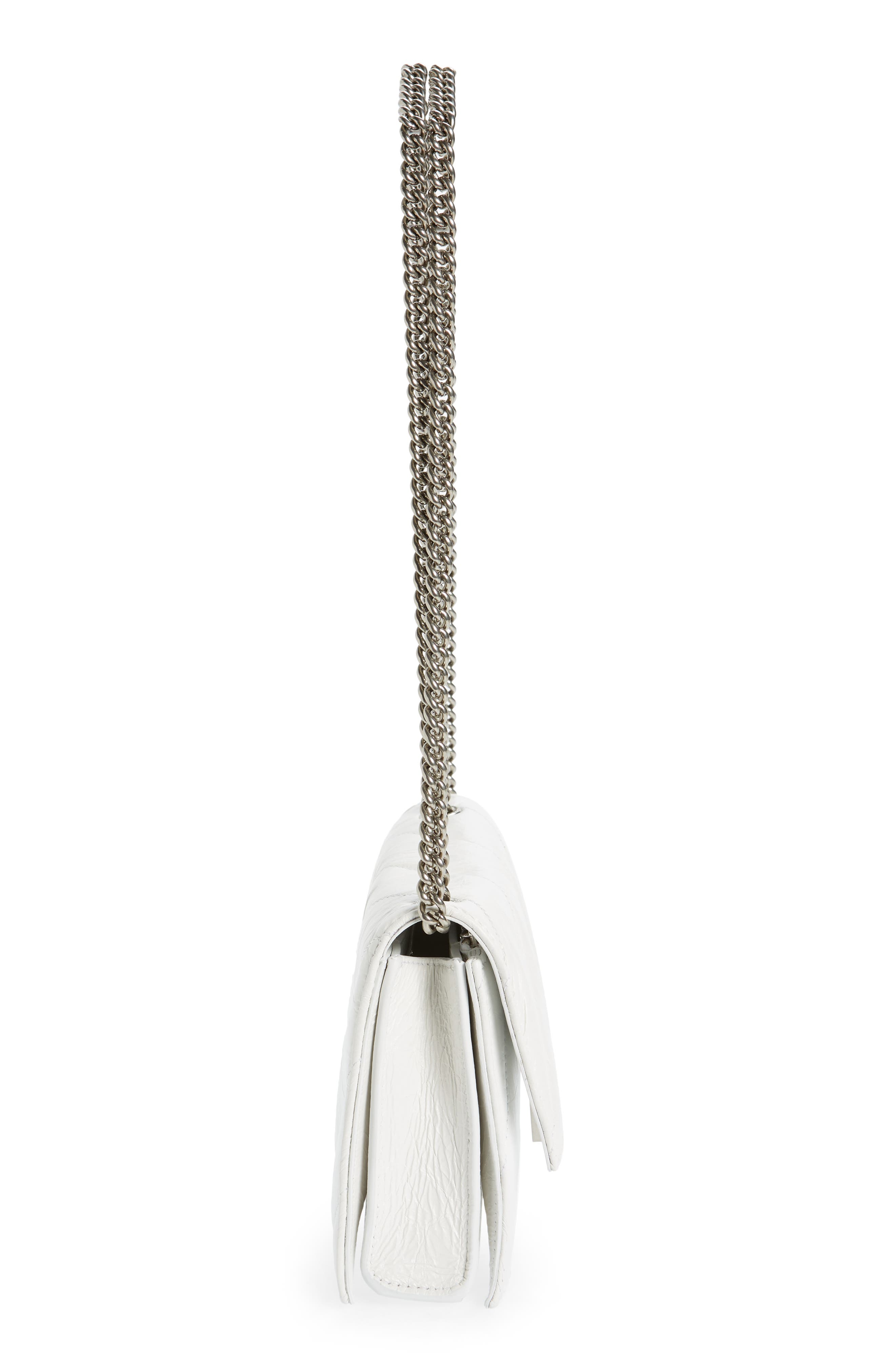 Balenciaga Crush Quilted Crinkle Leather Wallet on a Chain, Alternate, color, 