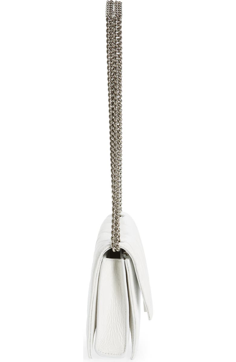 Balenciaga Crush Quilted Crinkle Leather Wallet on a Chain, Alternate, color,