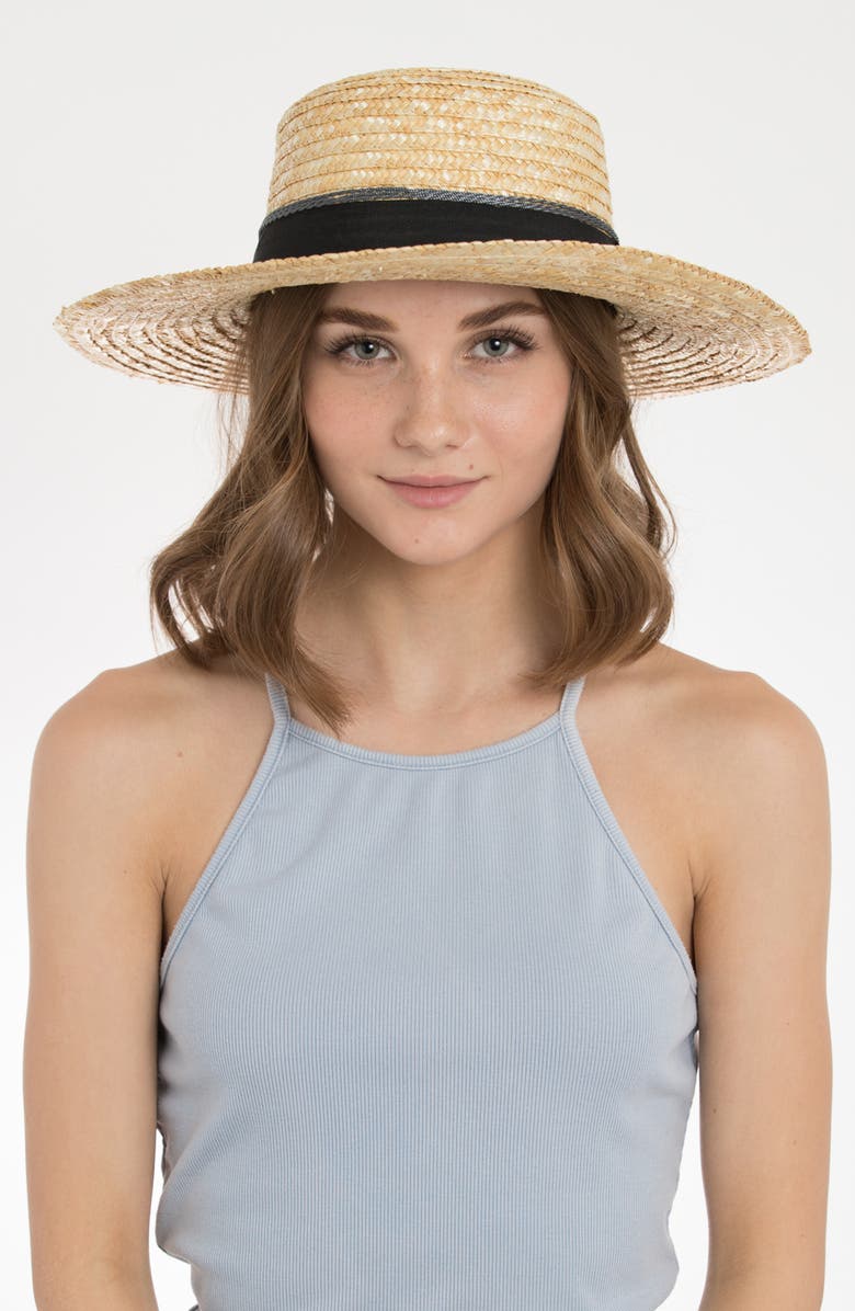 PETER GRIMM Teresa Wheat Straw Resort Hat, Alternate, color, 