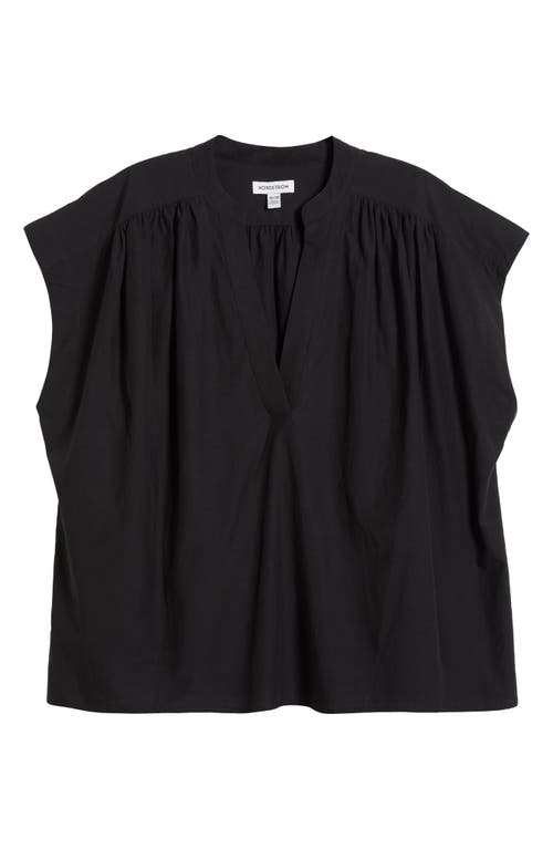 Nordstrom Shirred Cap Sleeve Top In Black