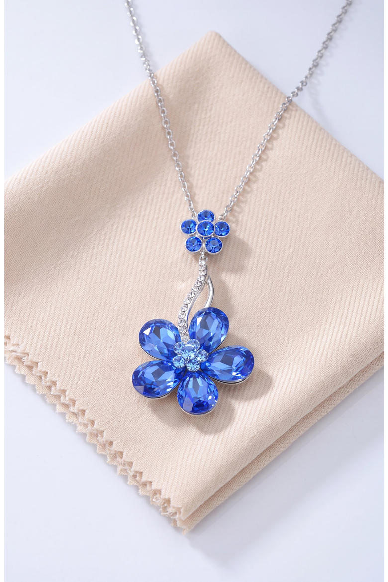 Sapphire Crystal Daisy Flower Pendant Necklace, Alternate, color, Sapphire