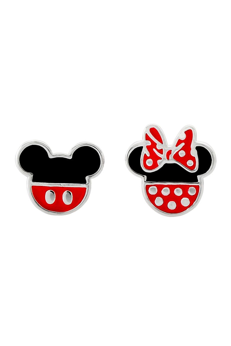 Mismatched Mickey And Minnie Mouse Earrings, Main, color, Red, Black