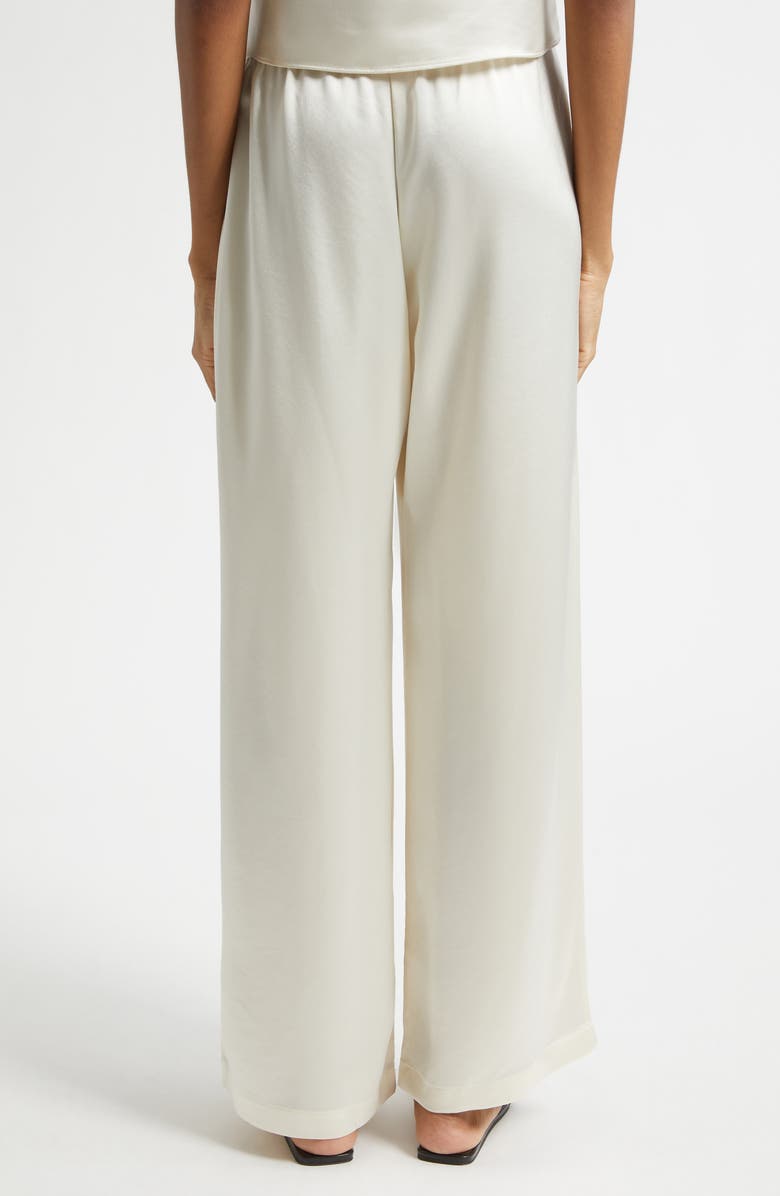 LESET Barb Wide Leg Satin Pants, Alternate, color, Creme