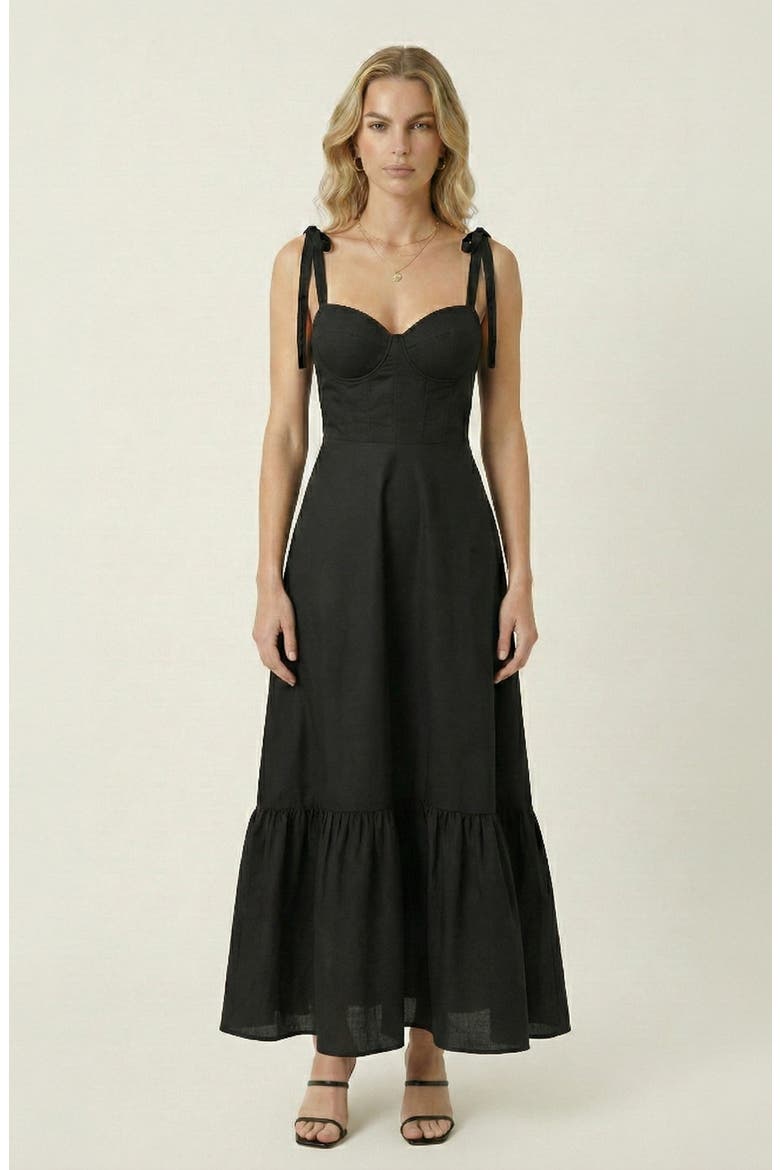 Sweetheart Neck Tie Straps Maxi Dress, Main, color, Black