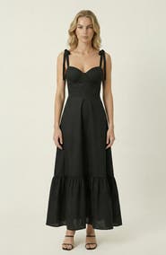 Modenaire Sweetheart Neck Tie Straps Maxi Dress