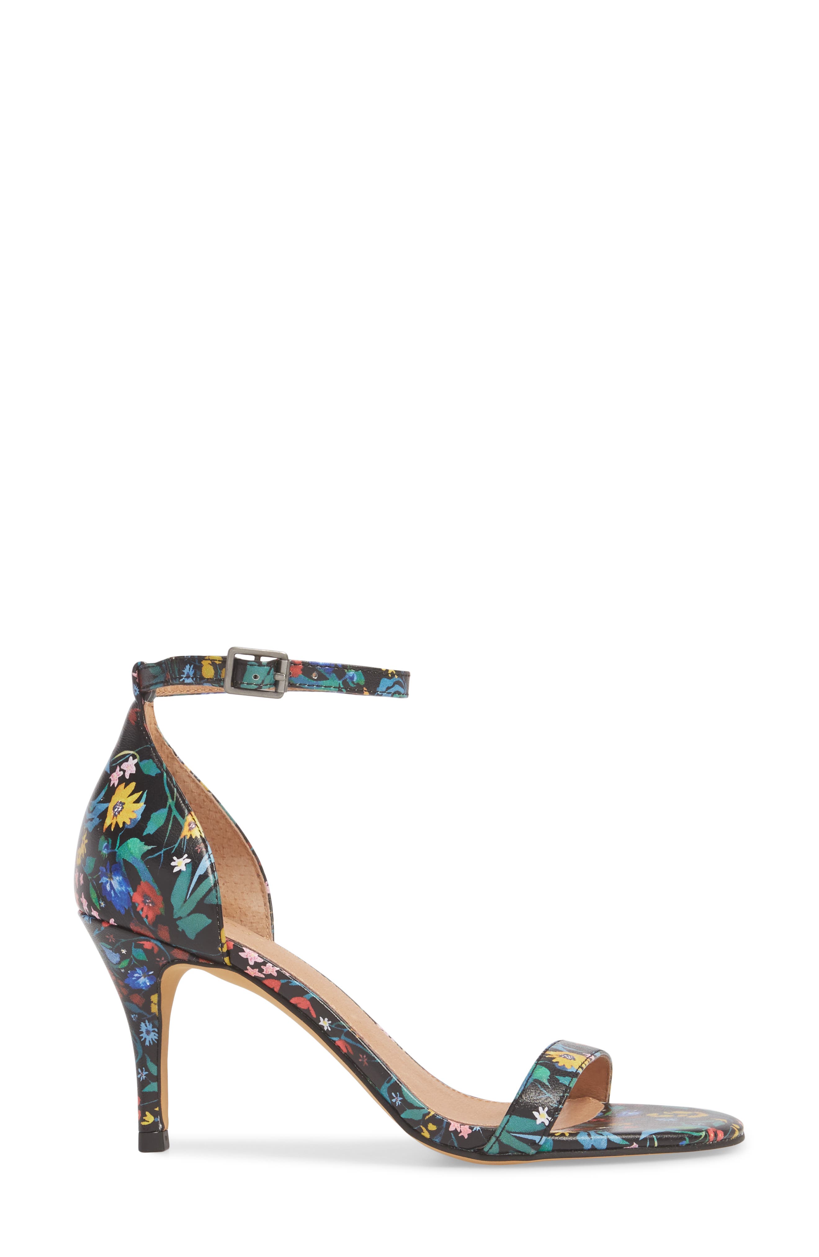 Audrey Ankle Strap Sandal, Alternate, color, BLACK FLORAL LEATHER