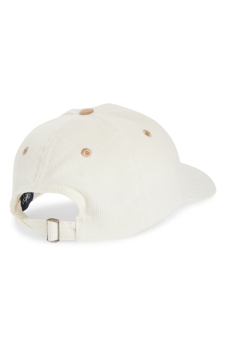 Drake's Motel Felt Appliqué Corduroy Adjustable Baseball Cap, Alternate, color, White
