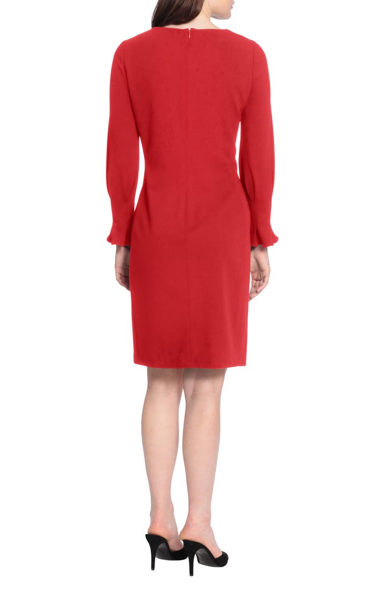 Donna Morgan Pleated Long Sleeve Sheath Dress, Alternate, color, Racing Red