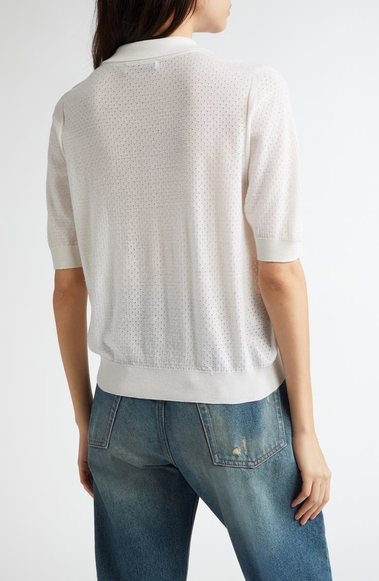 Johnstons of Elgin Supertine Merino Wool Mesh Polo Sweater, Alternate, color,