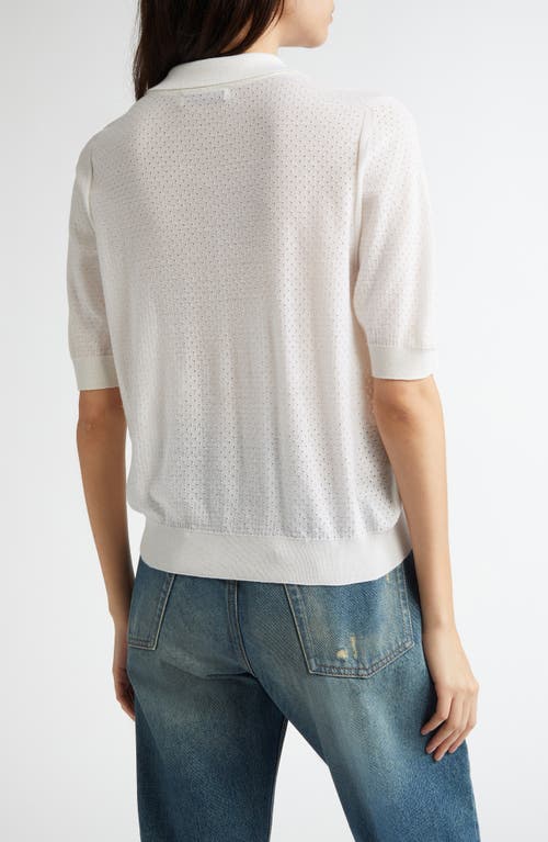 Johnstons Of Elgin Supertine Merino Wool Mesh Polo Sweater In White