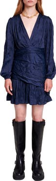 maje Runnylona Long Sleeve Satin Dress