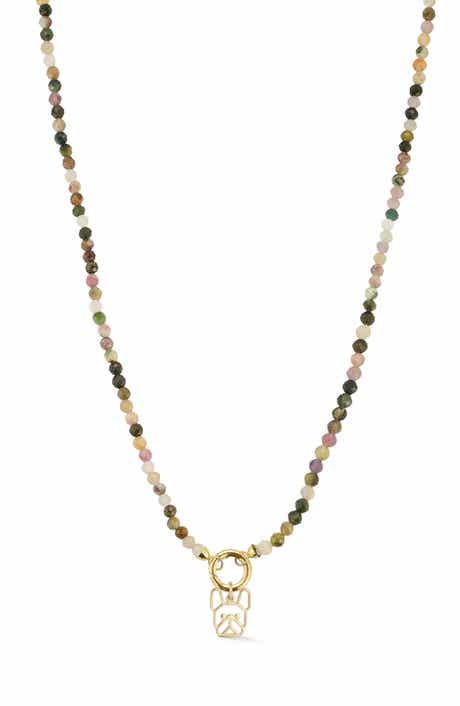 Ember Fine Jewelry 14K Yellow Gold Dog Charm Beaded Necklace