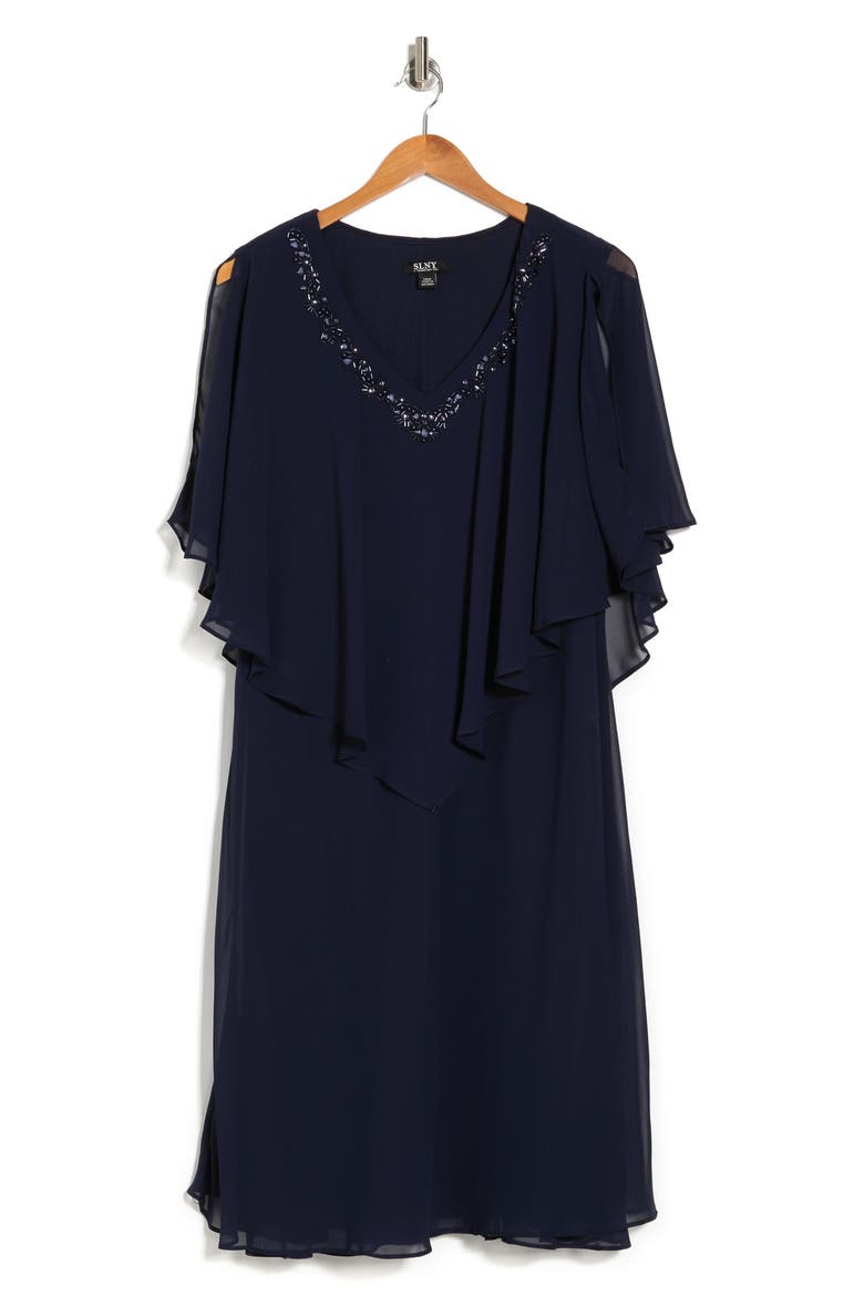 Beaded V-Neck Popover Shift Dress, Alternate, color, NWN