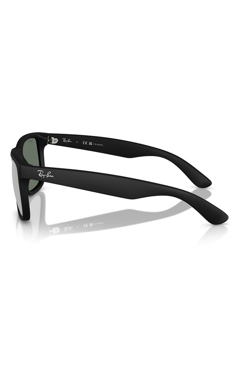 Ray-Ban 54mm Polarized Square Sunglasses, Alternate, color, Rubber Black Green Silver Pol