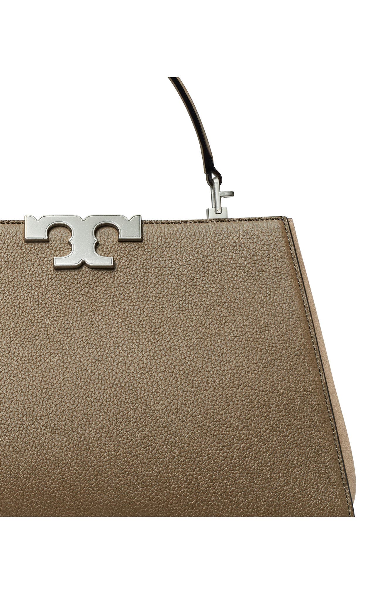 Tory Burch Small Eleanor Pebble Leather Satchel, Alternate, color, Wild Mushroom