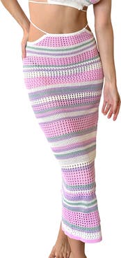 Capittana Lia Stripe Cover-Up Midi Skirt
