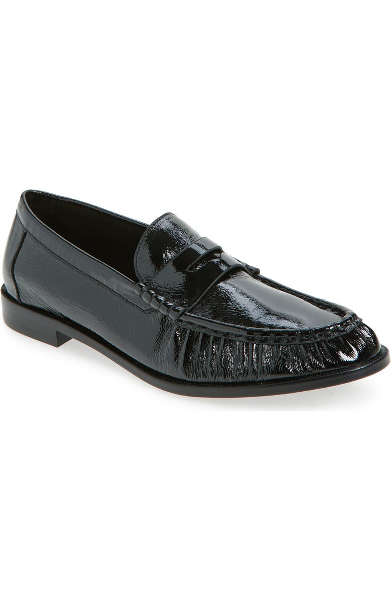 Jeffrey Campbell Stallone Penny Loafer, Main, color, Black Crinkle Patent
