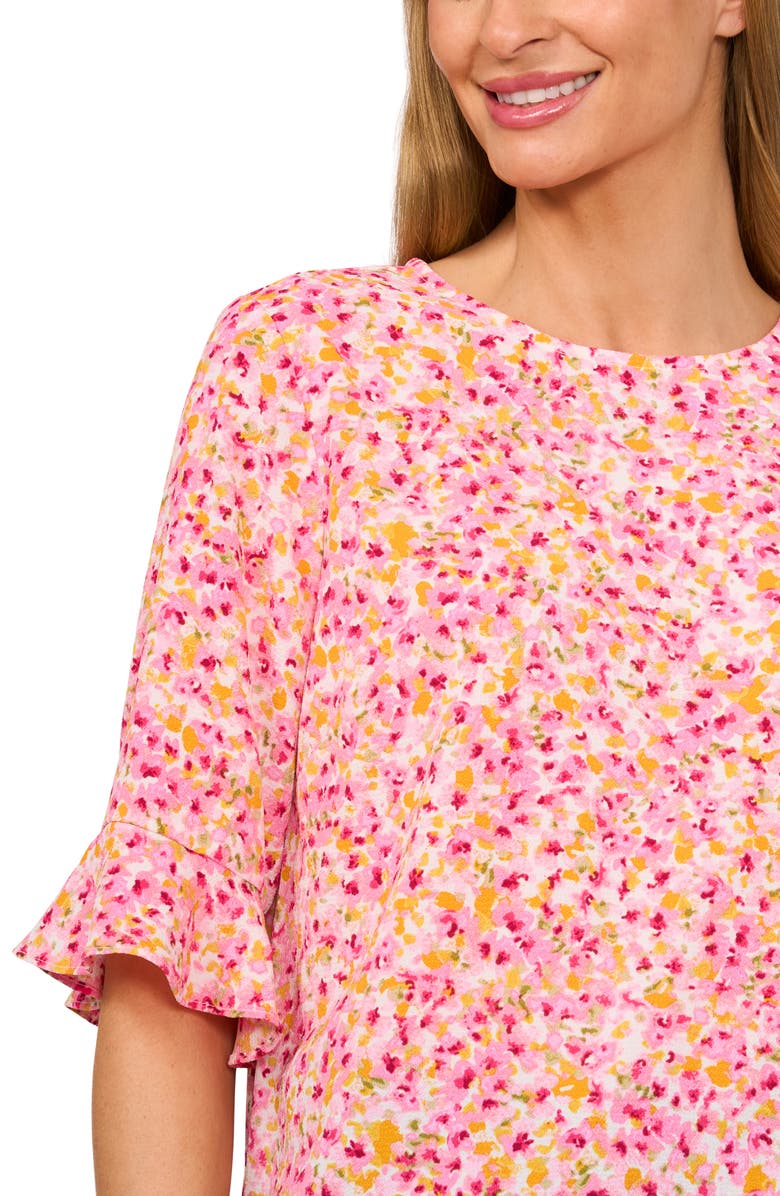 CeCe Floral Ruffle Sleeve Top, Alternate, color, Pink Multi/ New Ivory