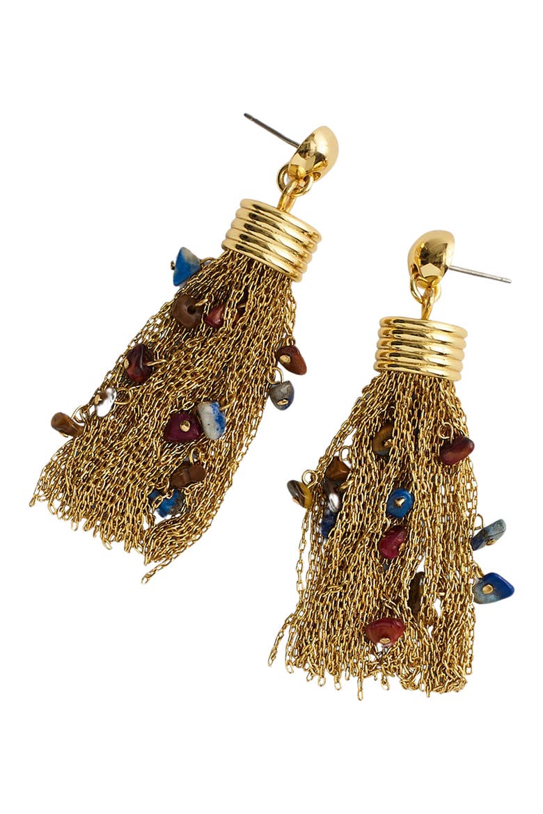 Holiday Large Tassel Statement Earrings, Main, color, ANTIQUE GOLD