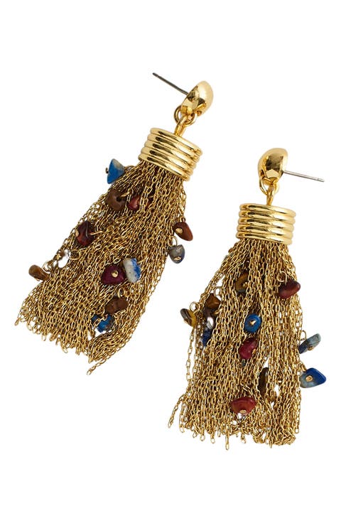 Holiday Large Tassel Statement Earrings