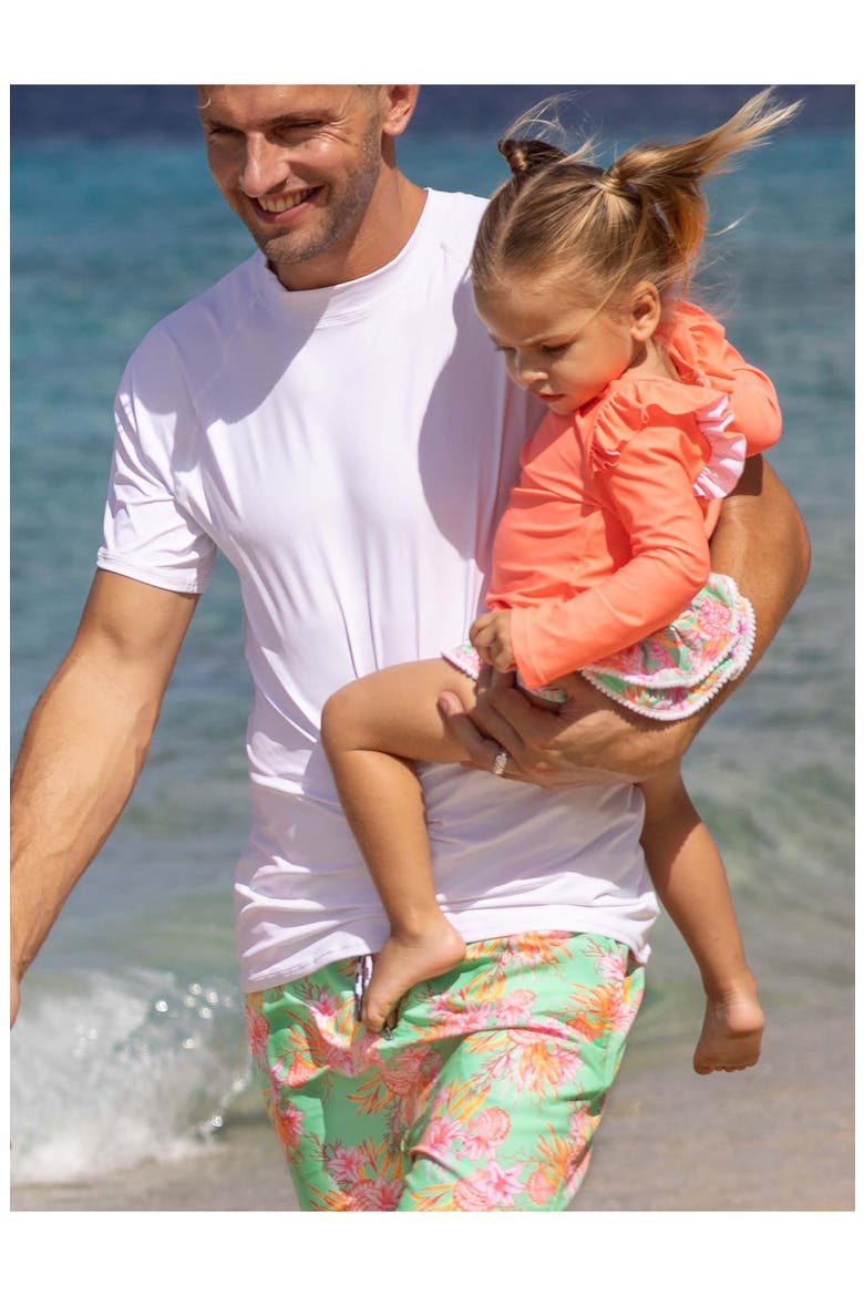 Kids' Coastal Shells Ruffle Two-Piece Swimsuit, Alternate, color, ORANGE MULTI