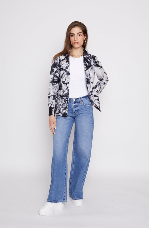 Blue Revival Helen Tie Dye Blazer With Removable Denim Insert In Black/white Tie Dye
