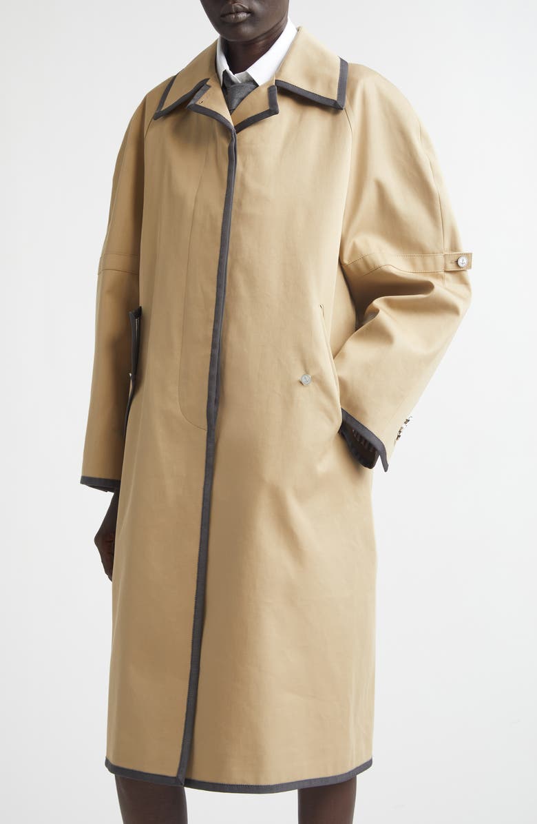 Thom Browne Box Pleat Raglan Sleeve Mackintosh, Alternate, color, Khaki