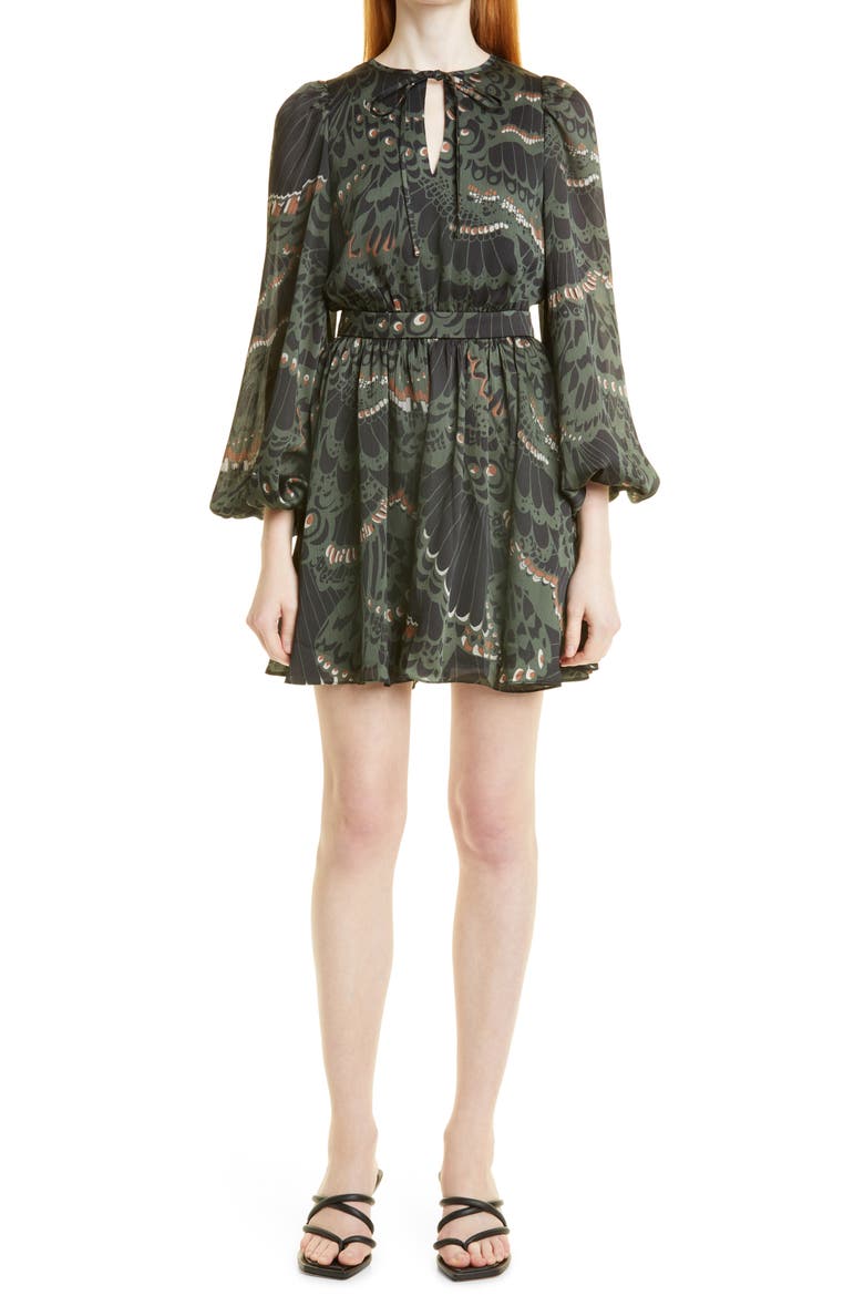 Chrissy Mix Print Long Sleeve Dress, Main, color, BLACK