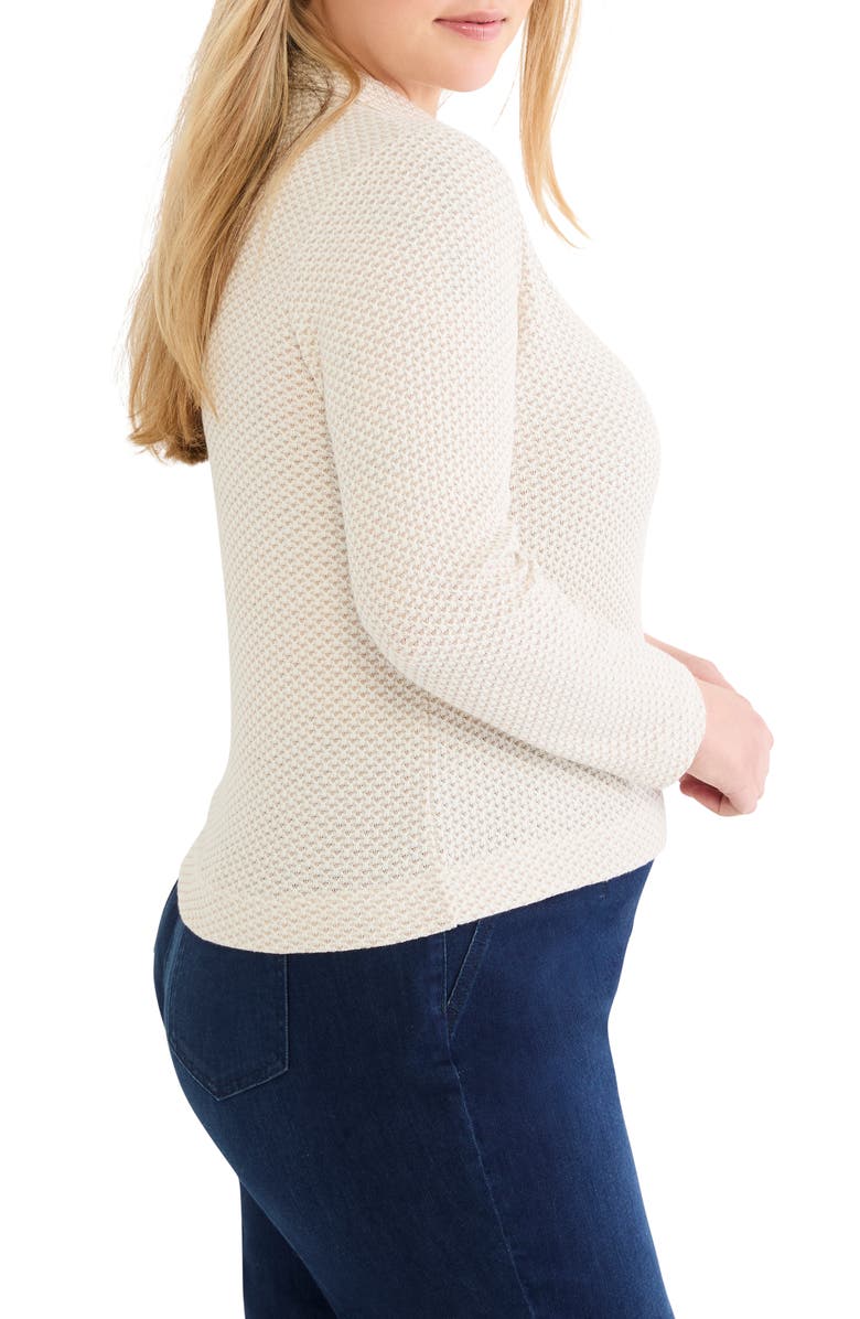 NIC+ZOE Textured Johnny Collar Long Sleeve Shirt, Alternate, color, Neutral Multi