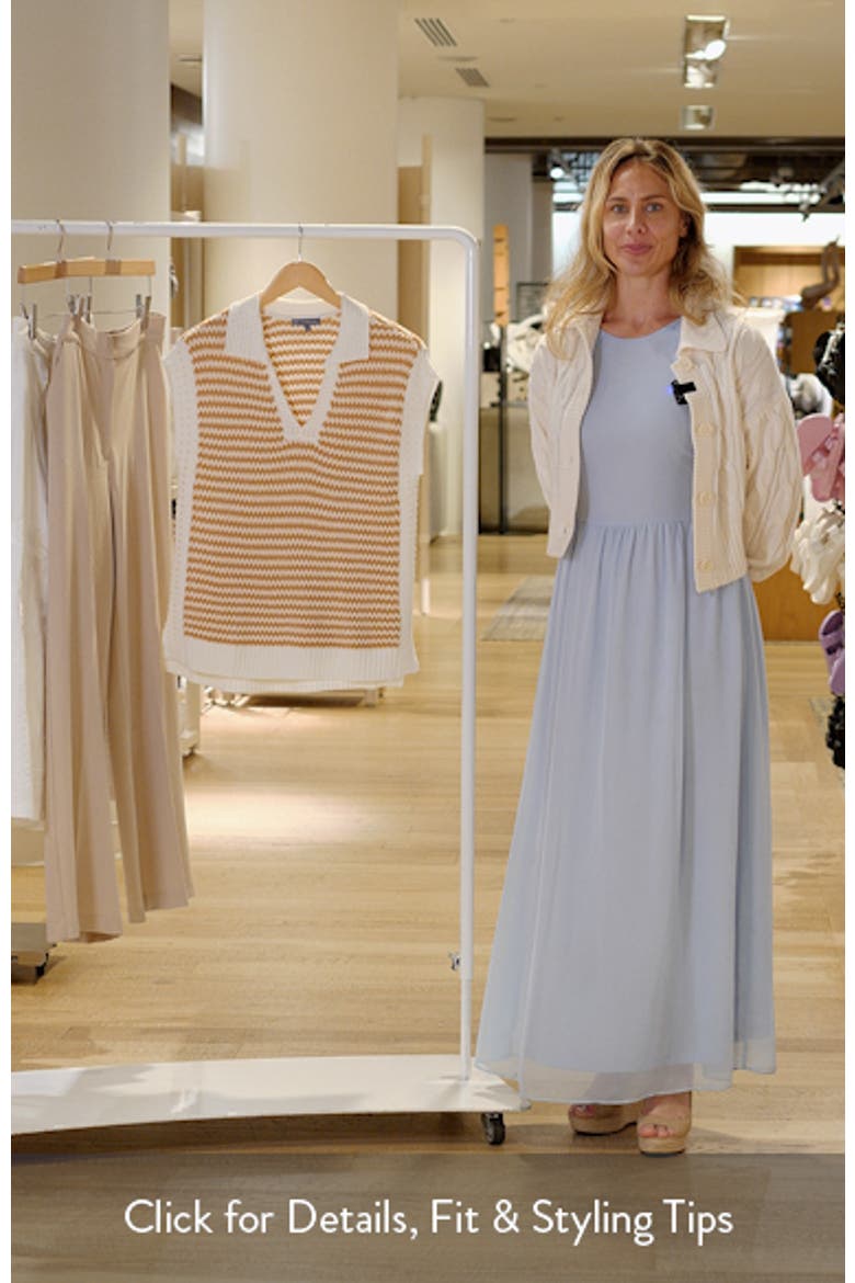 Stripe Sleeveless Johnny Collar Sweater video
