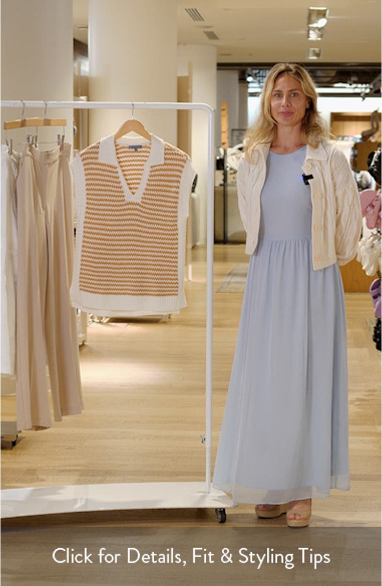 Stripe Sleeveless Johnny Collar Sweater, sales video thumbnail