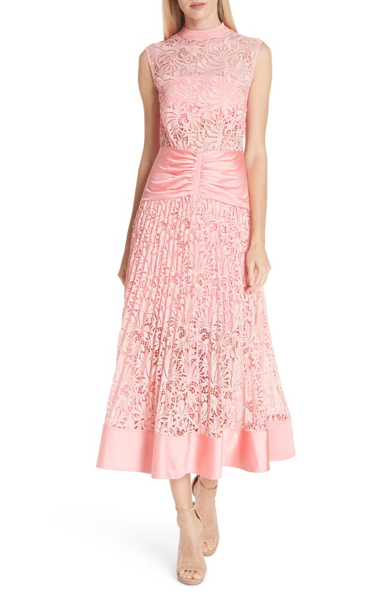 Self-Portrait Floral Lace Sleeveless Midi Dress, Main, color, 