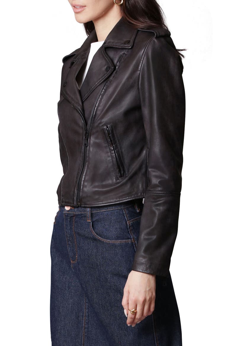 Leather Biker Jacket, Alternate, color, BLACK