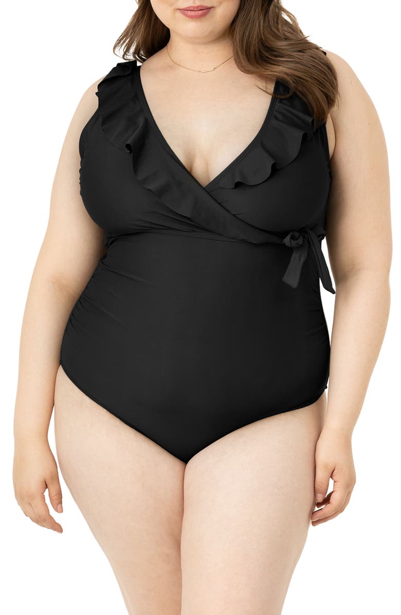 Kindred Bravely Ruffle Nursing/Maternity One-Piece Swimsuit, Main, color, 