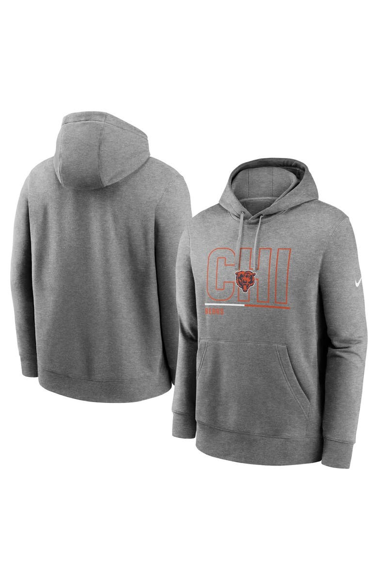 Nike Men's Nike Heathered Gray Chicago Bears City Code Club Fleece Pullover Hoodie, Main, color,