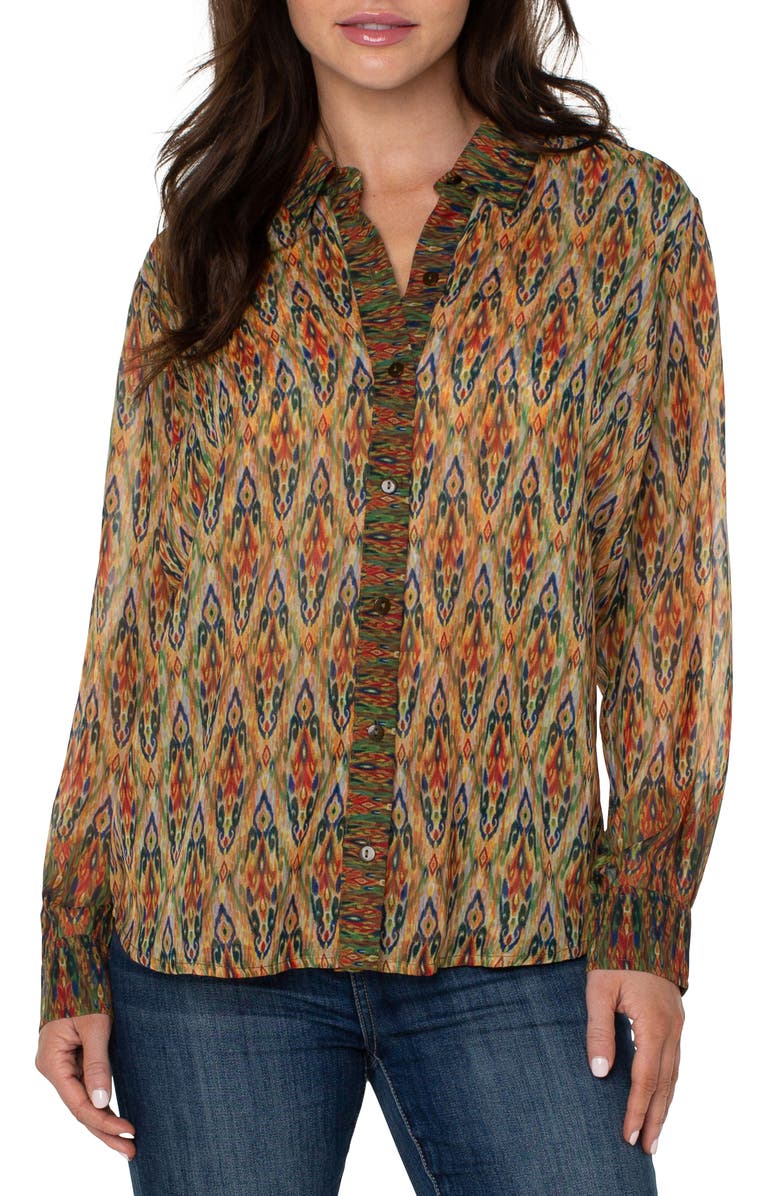 Liverpool Los Angeles Ikat Print Shirt, Main, color,