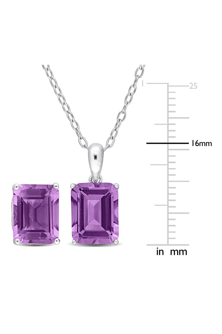 Emerald Cut Amethyst Pendant Necklace & Stud Earrings Set, Alternate, color, PURPLE