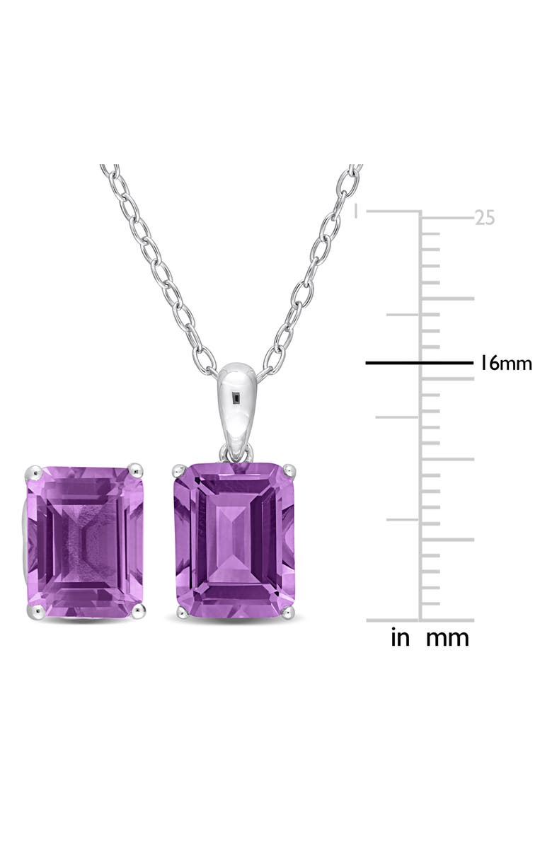DELMAR Emerald Cut Amethyst Pendant Necklace & Stud Earrings Set, Alternate, color, Purple