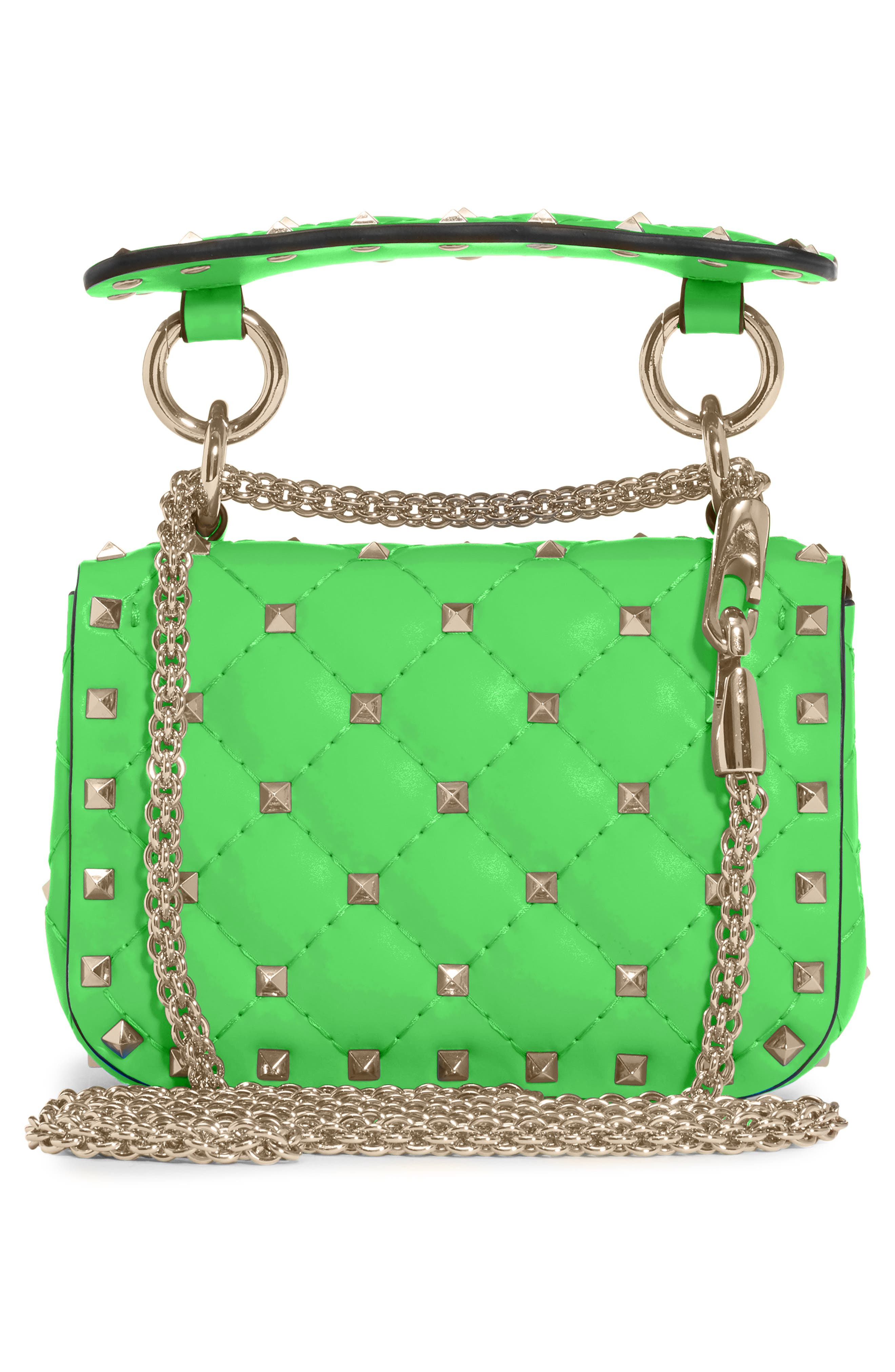 Micro Rockstud Spike It Leather Shoulder Bag, Alternate, color, GREEN FLUO