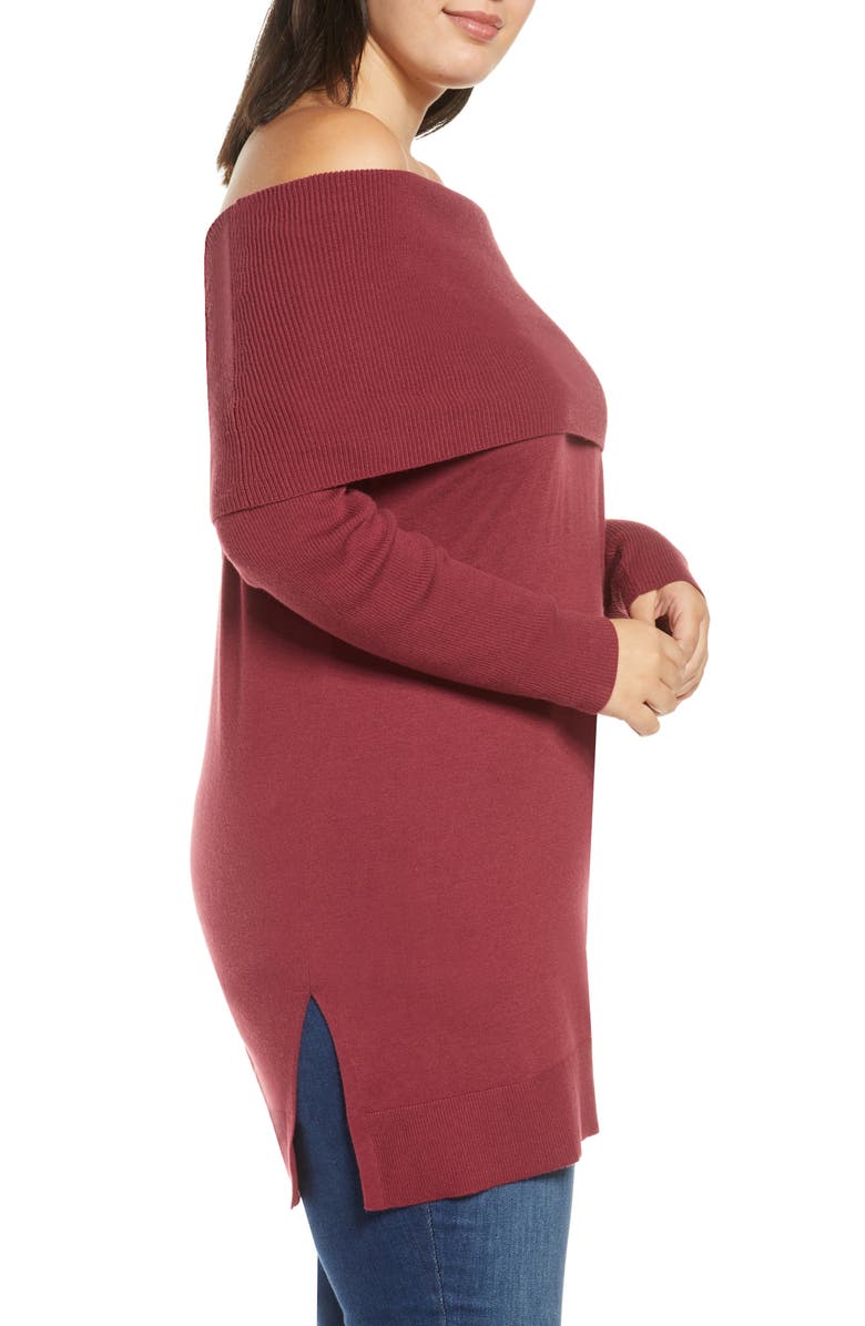 Caslon<sup>®</sup> Cowl Neck Tunic Sweater, Alternate, color,