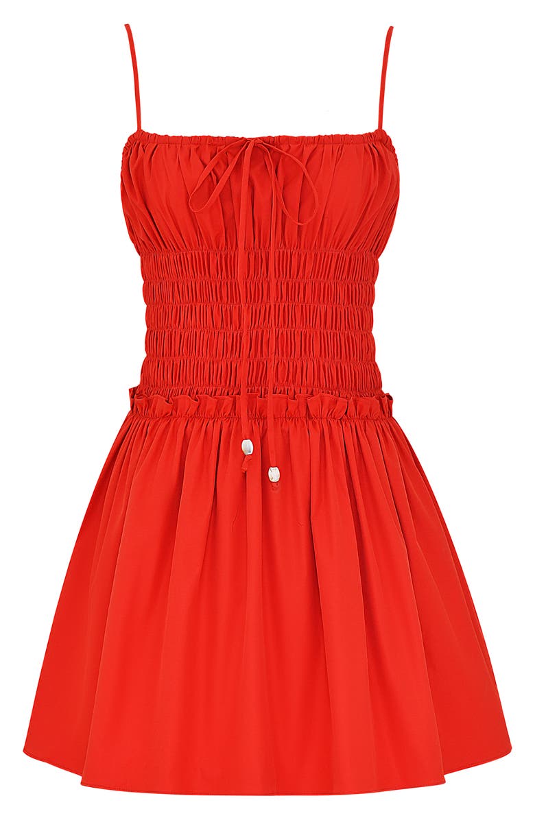 Mistress Rocks Smocked Sleeveless Minidress, Alternate, color, Red