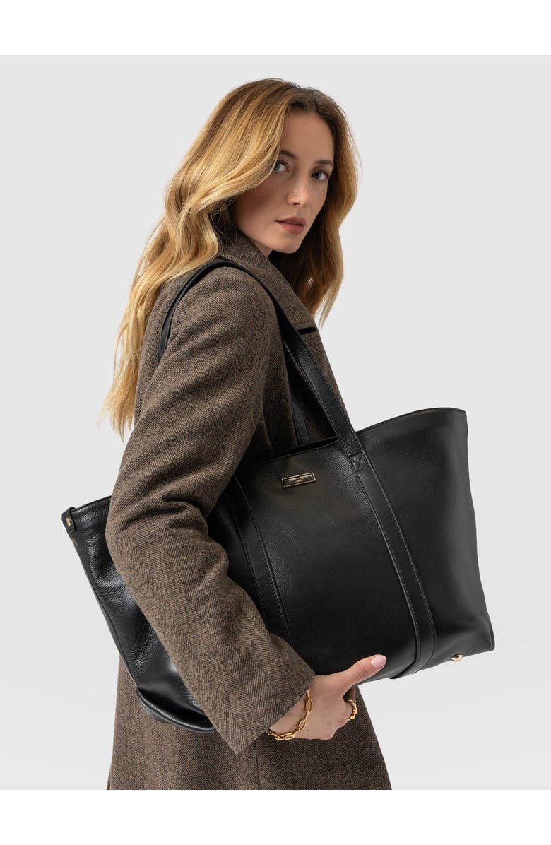 Saint + Sofia Kara Shopper Bag, Alternate, color, Black Leather