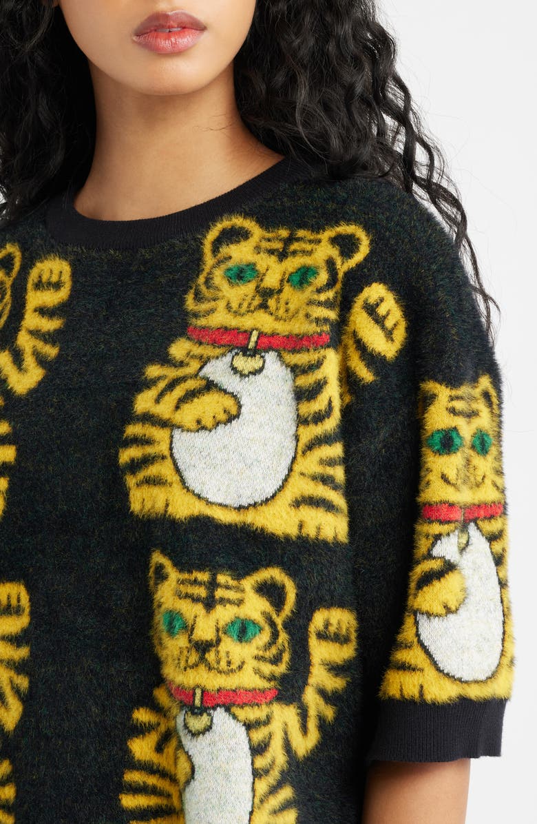 Dressed in Lala Lucky You Knit Tiger Top, Alternate, color, Black Lucky Kitty