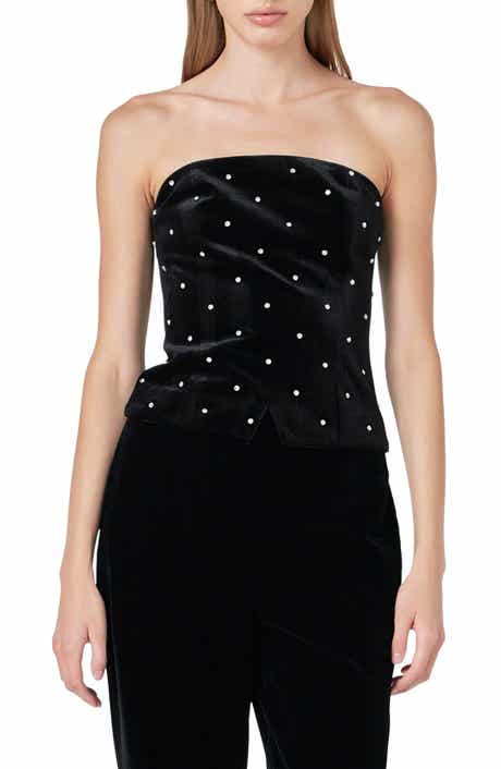 Embellished Strapless Velvet Top