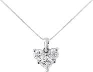 Haus of Brilliance 10K White Gold 1.0 Cttw and Princess-Cut Diamond Heart Shaped Pendant Necklace