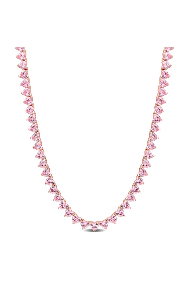 Pink Cubic Zirconia Heart Tennis Necklace, Main, color, Pink CZ