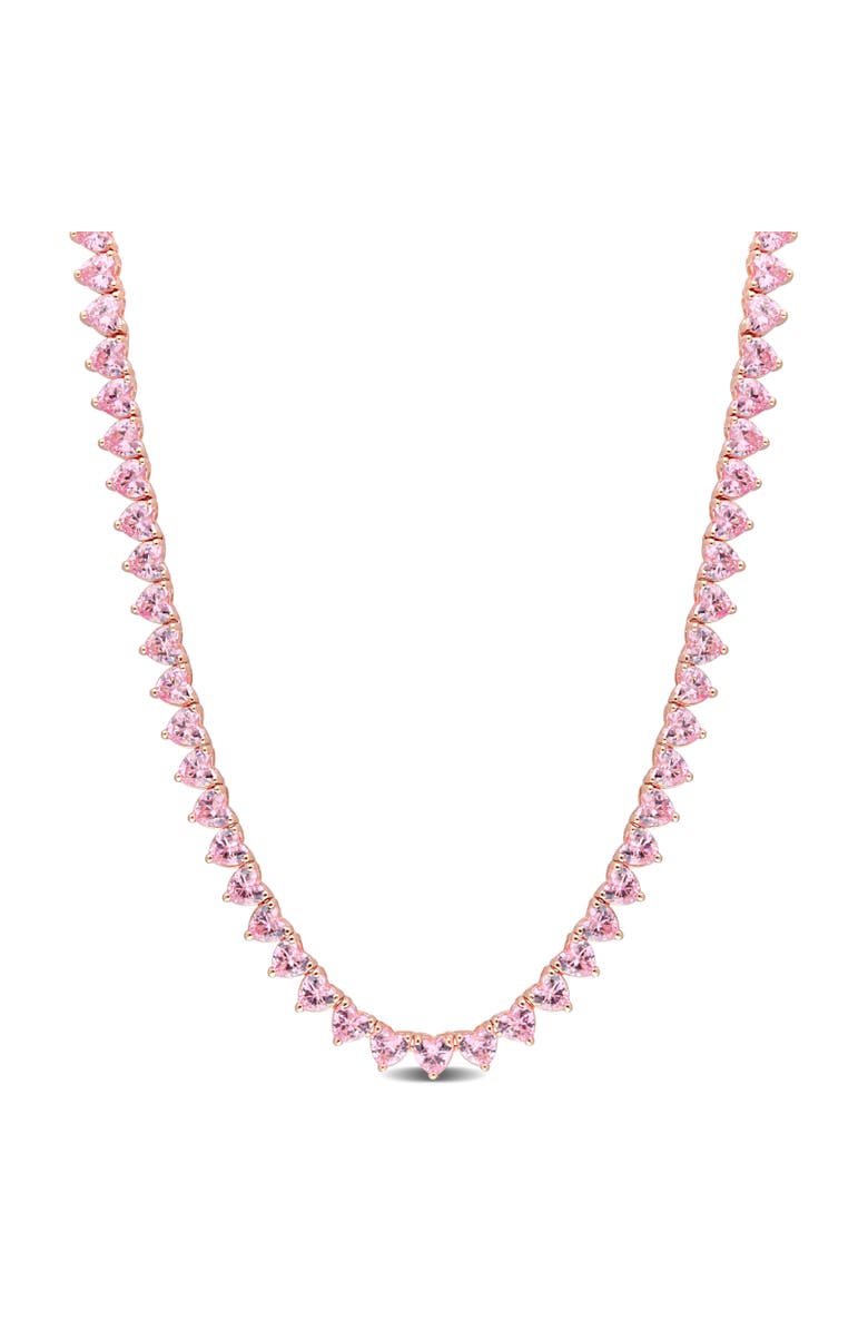 Julianna B. Pink Cubic Zirconia Heart Tennis Necklace, Main, color, Pink Cz